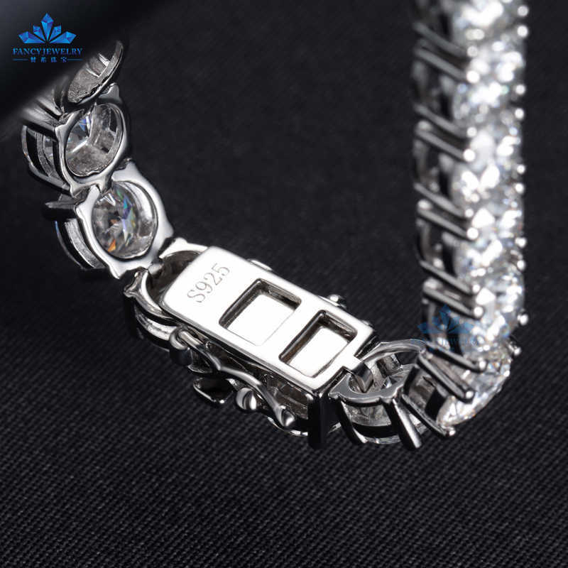 2-6.5mm White Gold 925 Sterling Silver VVS Moissanite Diamond Tennis Chain Bracelet Iced Out Mossanite Jewelry for Men Women