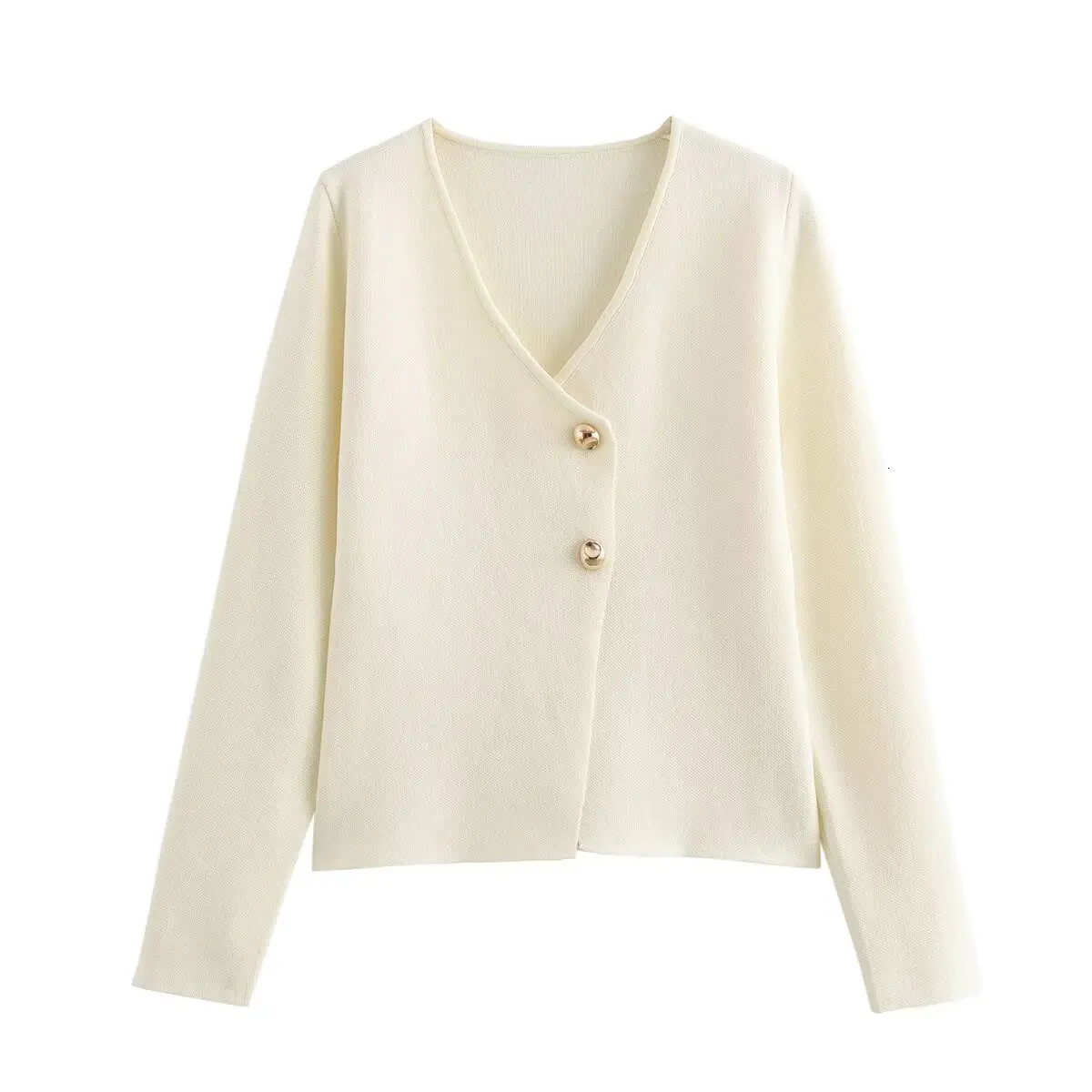 European and American style winter fashion Vneck slim fit knitted cardigan womens sweater jacket 250211