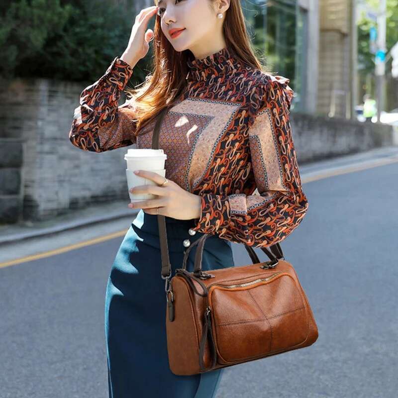 Vintage Soft Leather Handle Women New Brands Handbag Large Capacity Shoulder Crossbody Travel Business Hand Bag Tote sac