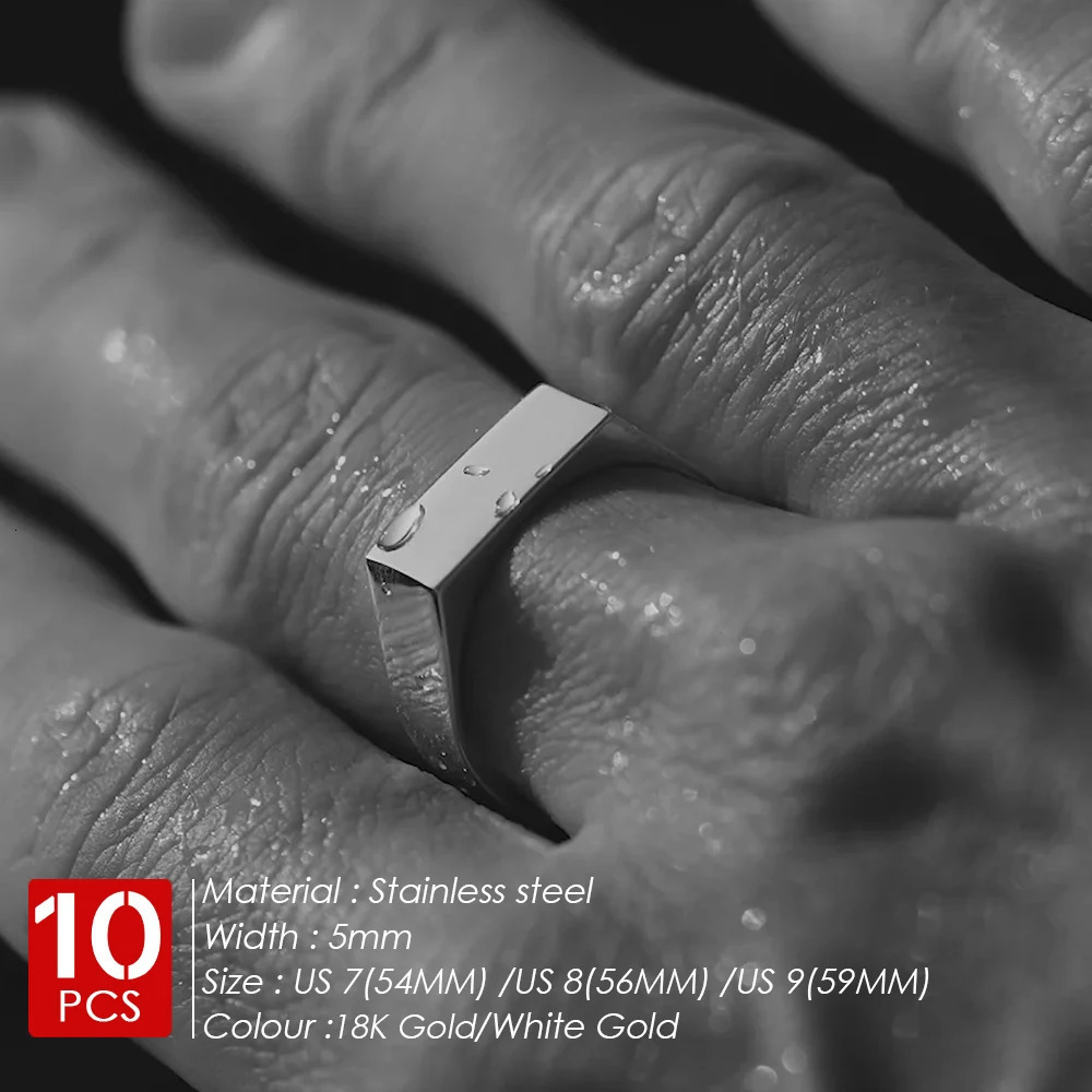 ELANDIS 10PCS Simple Mens Open End Rings Classic Stainless Steel Gold-Plated Fashion Rings Wholesale 250213