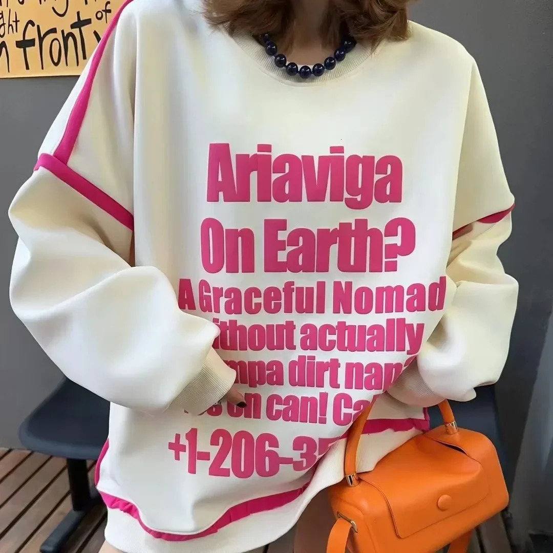 Womens Hoodie Spring Autumn Thin Style Threedimensional Foam Letter Jacket Trendy and Fashionable Top Sweatshirt T0021 250213