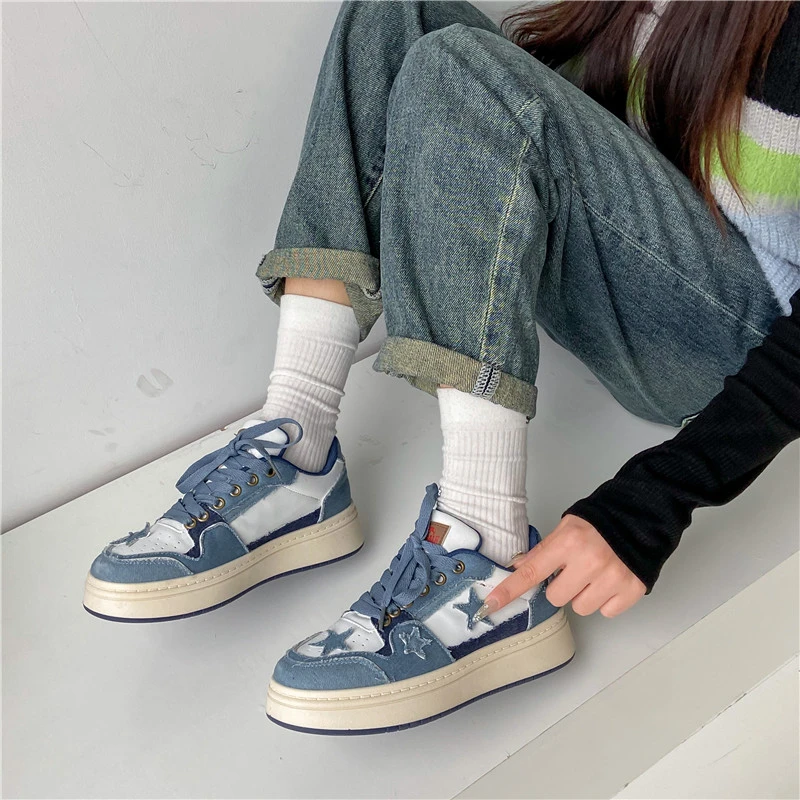 2023 Women Fashion Sports Shoes Summer Autumn Blue Platform Comfortable Casual Sneakers Tenis Feminino Thick Sole Zapatos Mujer