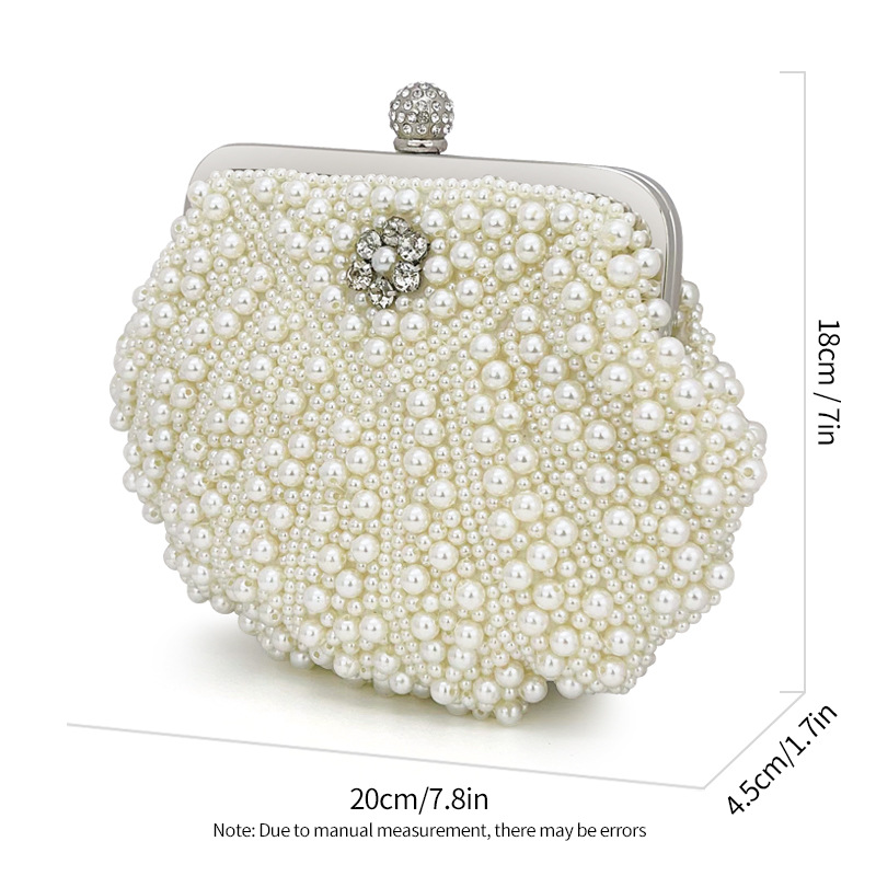 New pearl clutch bag banquet evening bag rhinestone handbag