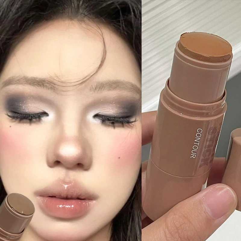 4 Colors Facial Contouring Highlighter Stick Matte Beige Brown Concealer 3D Nose Shadow Contour Cream with Sponge Head CosmeticsW250217
