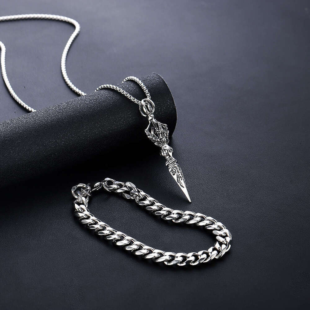 Titanium Steel Hip Hop Bounce Di Necklace Trendy Men and Women Versatile Nightclub Pendant Personalized Internet Celebrity Clothing Accessories Combin