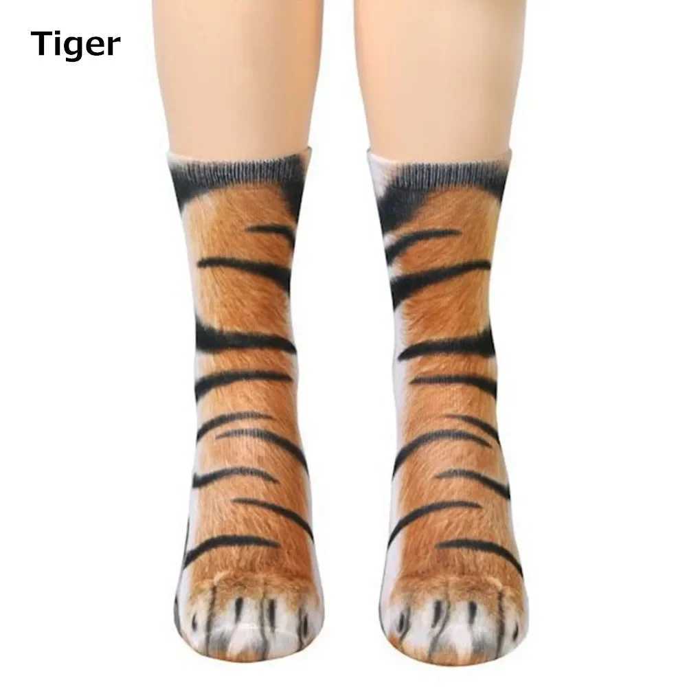 Unisex Adult 3D Print Animal Paw Socks Creative Funny Cat Dog Dinosaur Tiger Paw Socks Novelty Socks Gag Christmas Gifts W250217
