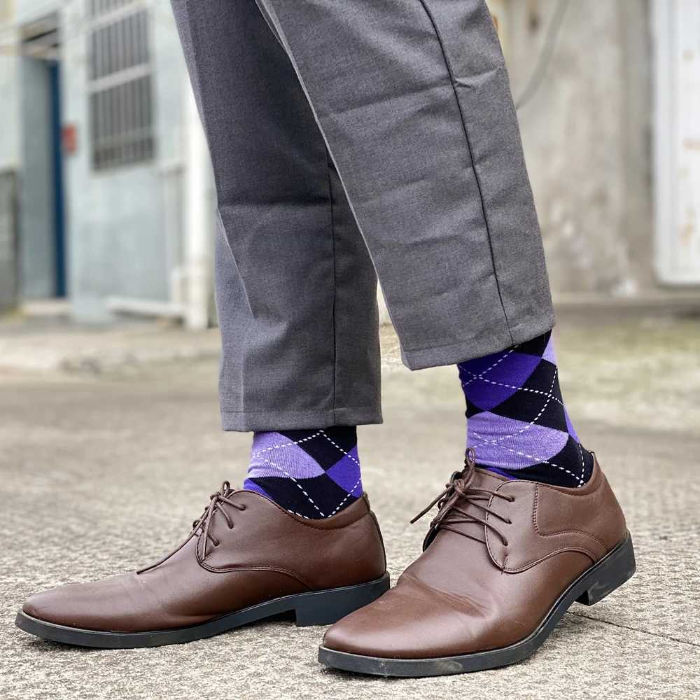 Brand Mens Socks Soft and breathable High Quality Cotton black Classic pattern Happy Gentleman Plus Size Mens dress Socks W250217