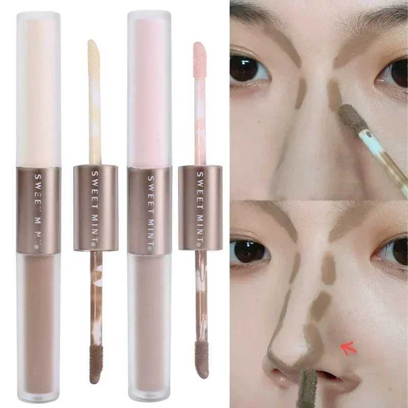 2 In 1 Matte Contouring Bronzer Stick Double Head High Gloss Grey Brown Nose Shadow Cream Brighten Highlighter Makeup CosmeticXJ250217