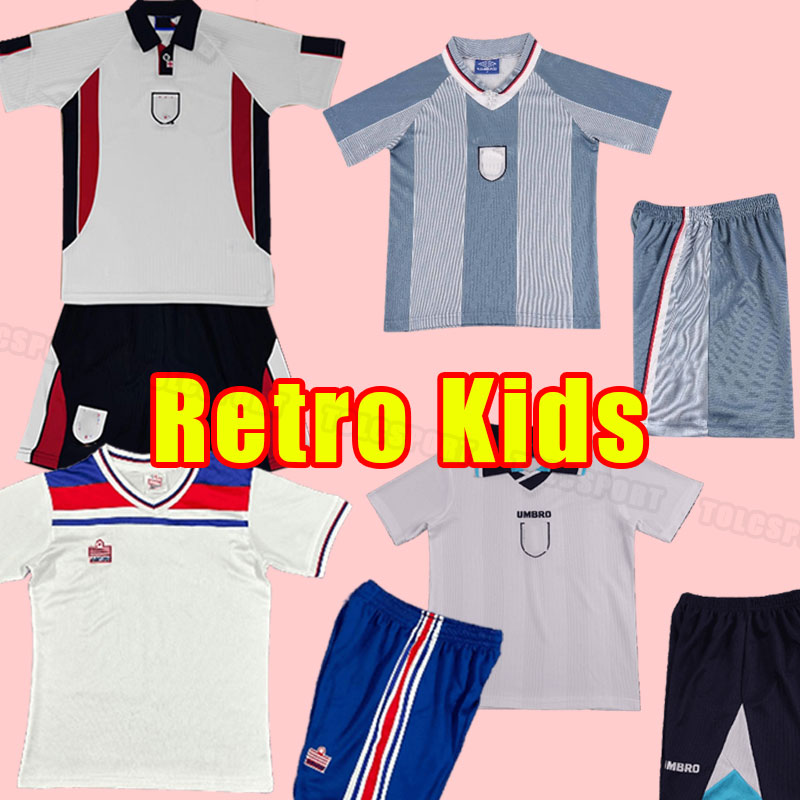 Kids Child England Retro Soccer Jerseys Uniform BECKHAM OWEN GERRARD SHEARER world football shirt cup 1998 98 1982 1996 enfants