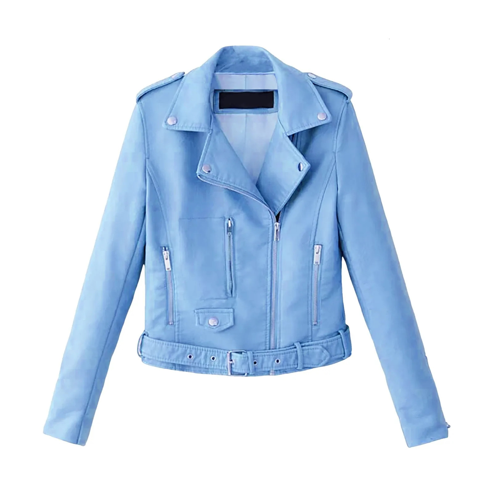 Motorcycle PU Leather Jackets Womens Asymmetrical Zip Up Trendy High Street Outerwear Boyfriend Belted Bomber Coat 3XL 250211