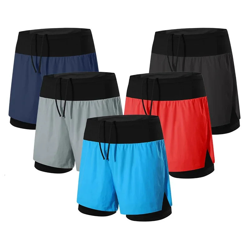 Doubledeck Outdoor Marathon Basketball Running Mens Gym Fitness Run Shorts Quick Drying Pocket Traning Jogging Workout 250217