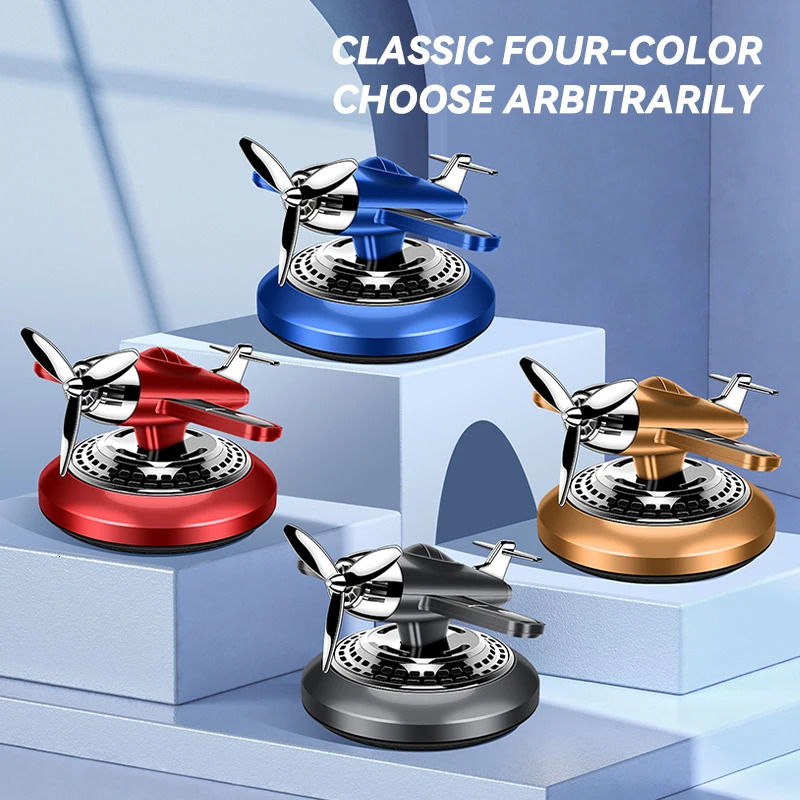 Solar energy powered rotating propeller fighter car air freshener scent perfume airplane fragrance diffuser dashboard aroma men 250214