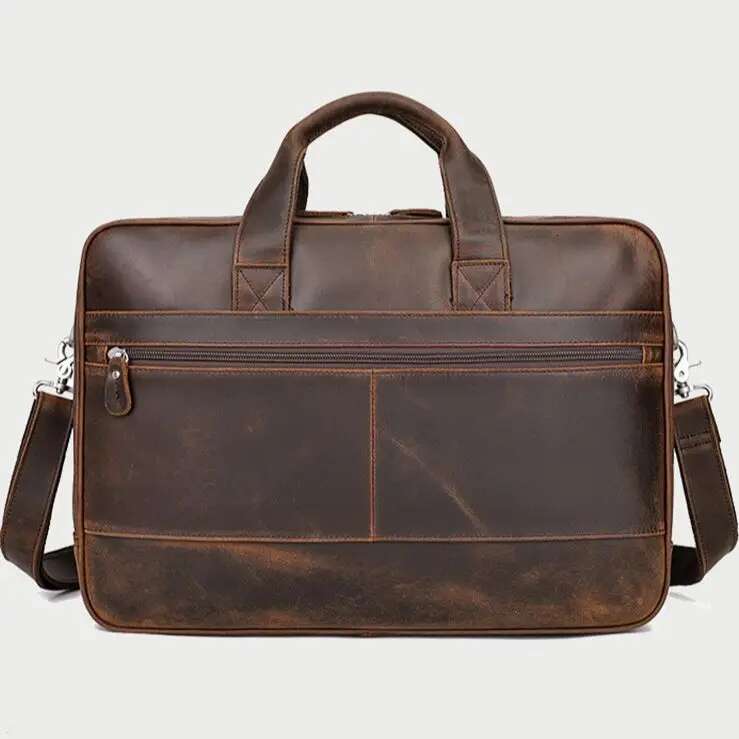 Luufan Genuine Briefcase For Man Crazy Horse Leather 17 Inch Laptop Business Handbag Cowhide Male Tote Big Shouler Bags