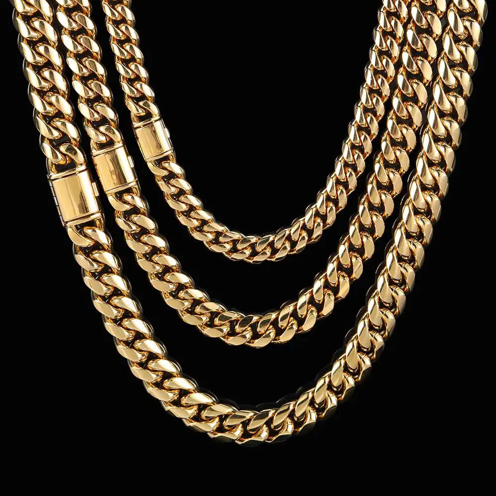 8/10/12/14MM Hip Hop Free Customization Mens Stainless Steel Jewelry Miami Cuban Chain Necklace Mens Direct 250213