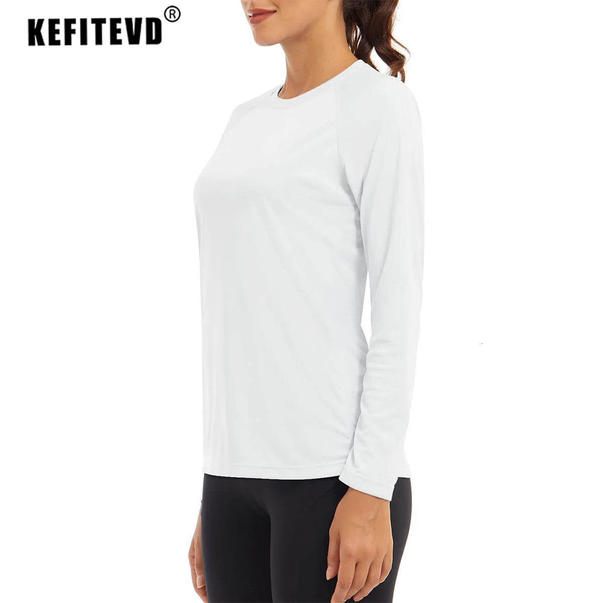 KEFITEVD Women UPF 50 UV Sun Protection Long Sleeve T-shirts Gym Fitness Running T Shirt Quick Dry Athletic Shirts Sportswear 250217
