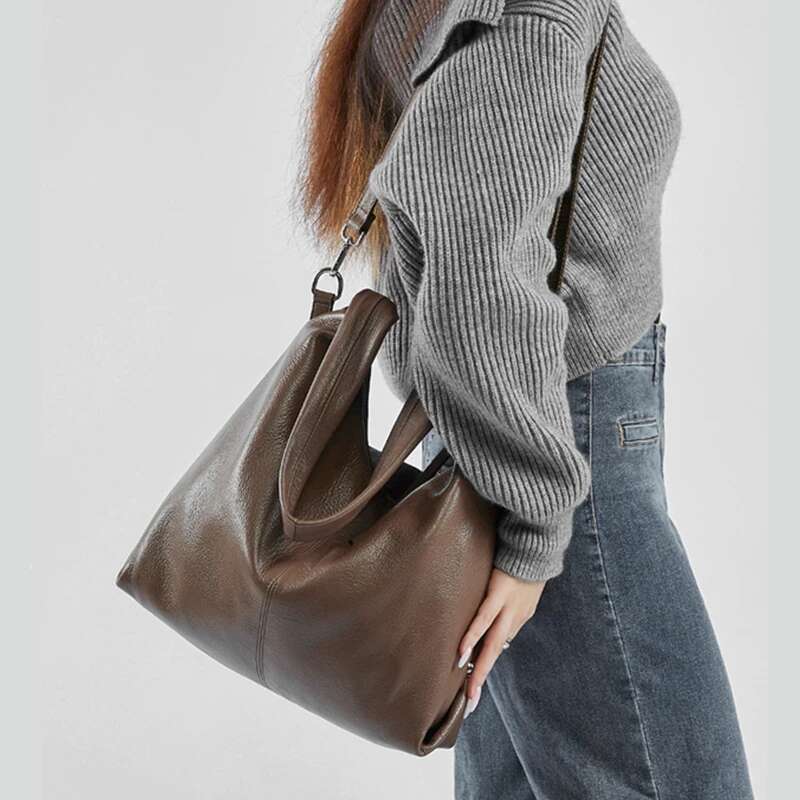 designer Women's Bags Hifashion 100% Genuine Leather Large Hobo Shoulder Crossbody Bags For Women 2024 Trend Designer Big Tote Cowhide Ladies Han