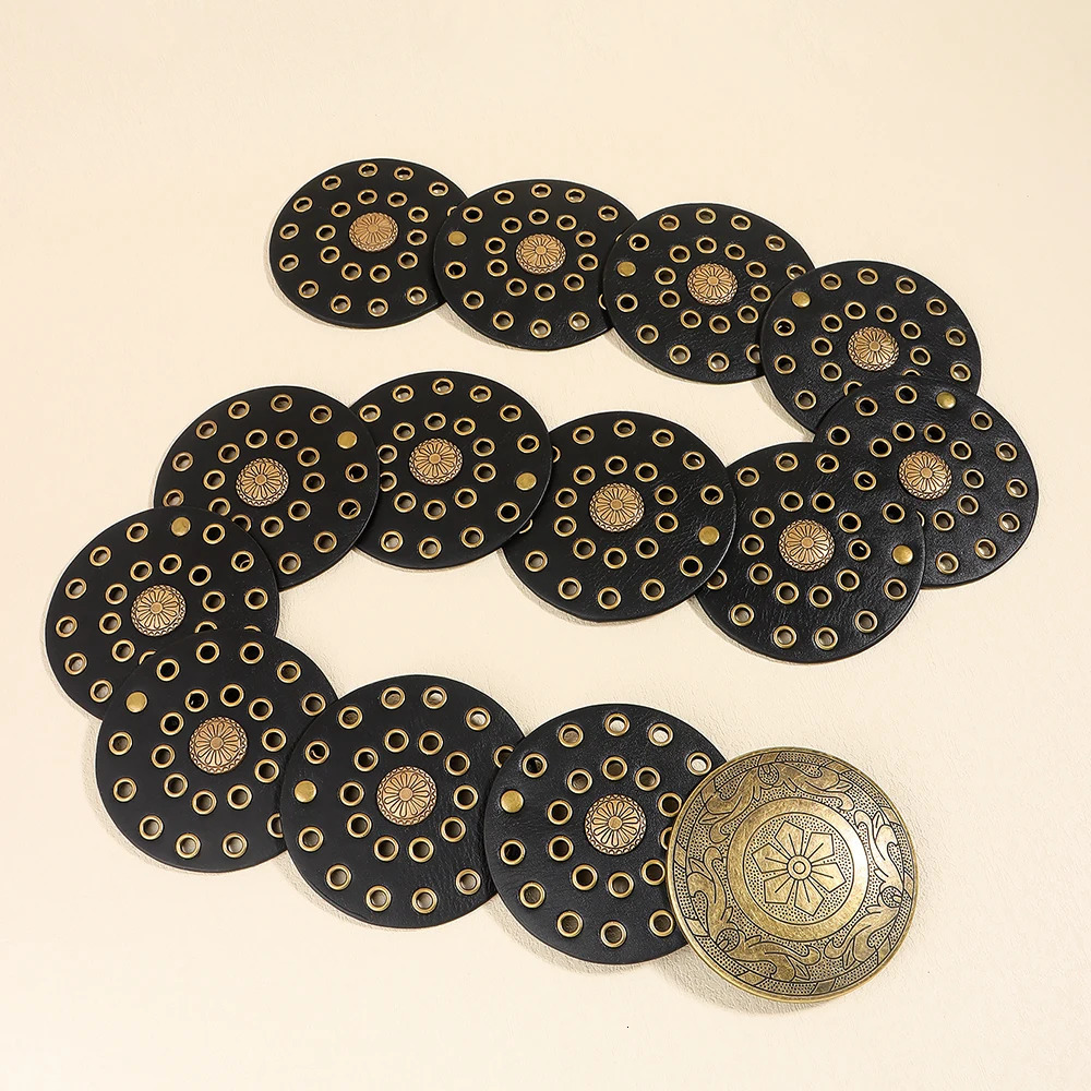 Retro Personality Belt for Men and Women Hip Hop Punk Metal Cutout Round Fashion 250213