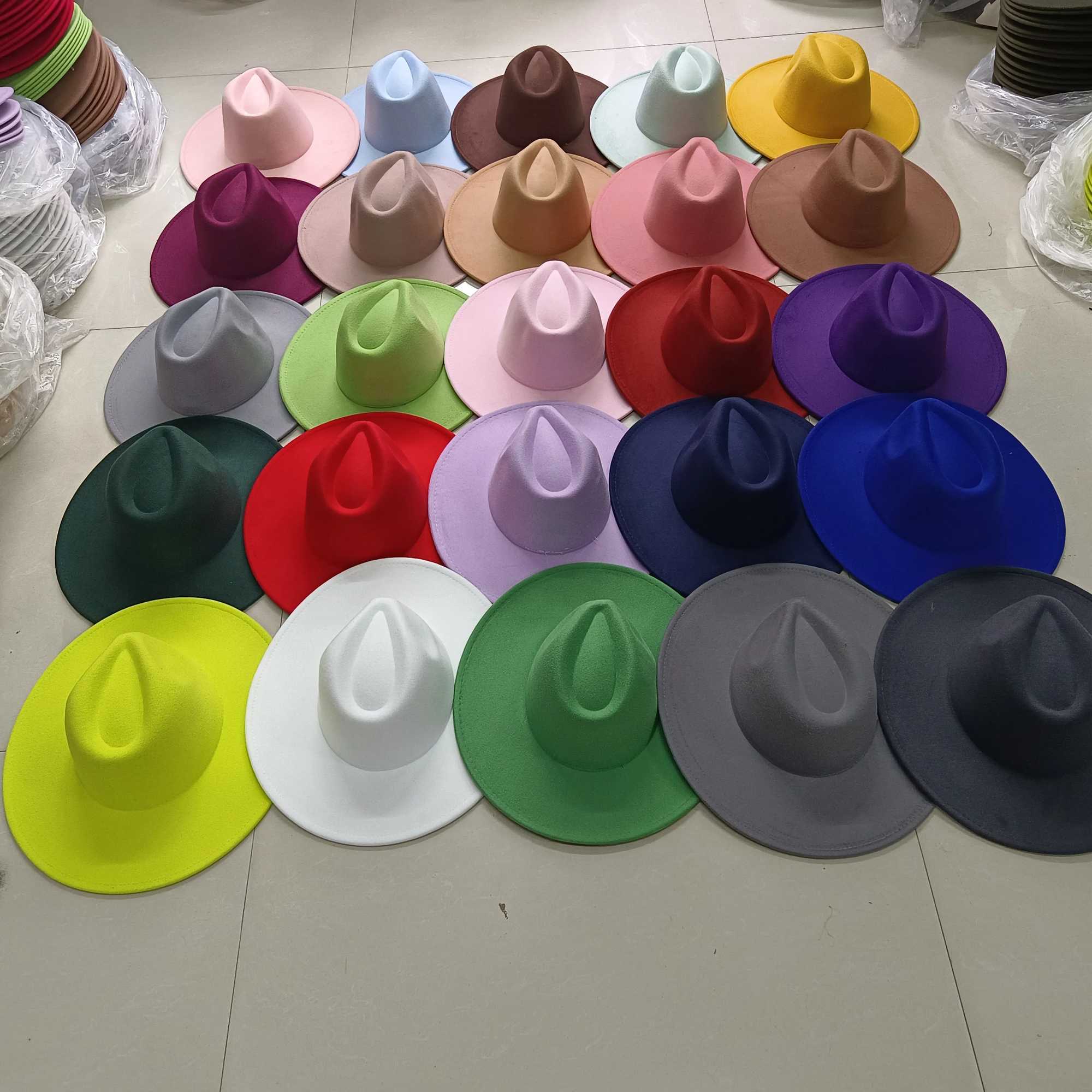 Gorras Hat Fedoras 9.5cm Wide Brim Hat Womens Winter Mens Hat Denim Felt Womens Hat New Fedora Sombreros womens hat W250217