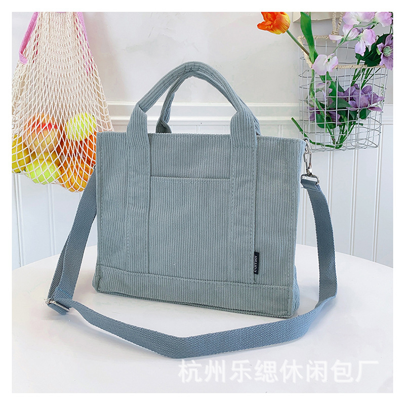 Bag Women's Corduroy New Handbag Dual-Use Crossbody Korean Minimalist Tote Harajuku Class Commuting Bag