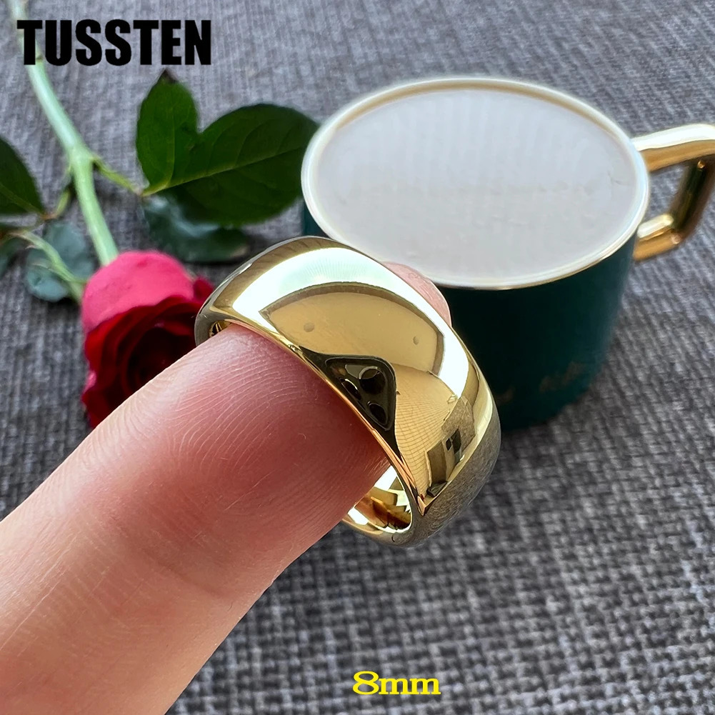 Drop TUSSTEN 2-10MM Men Women Ring Tungsten Wedding Band Domed Polished Comfort Fit 250213
