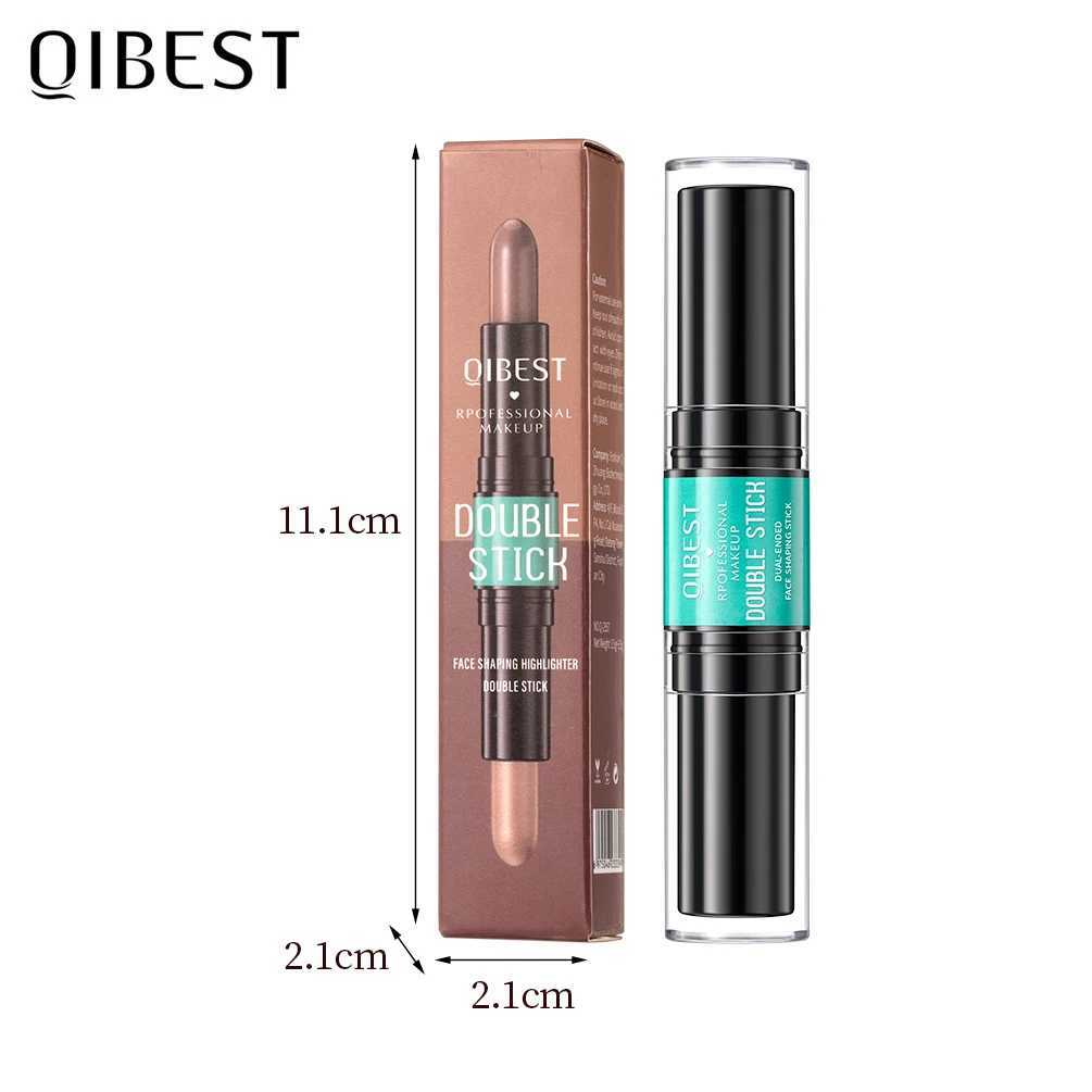 QIBEST Double Head Glitter Highlighter Contourining 2 In 1 Stick Creamy Shadow Corrector Concealer Contour Pencil Makeup WomenW250217