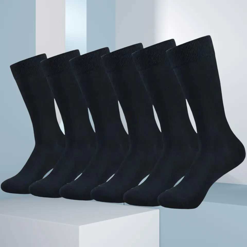 6 Pairs Middle Tube Socks For Men Solid Colour In White and Black Streetwear Harajuku Fashion Breathable and Casual Socks W250217