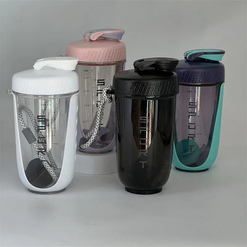 600ML Blender Shaker Bottle with Plastic Whisk Ball BPA Free Plastic Protein Shakes Leakproof for Powder Workout Gym Sport 250214