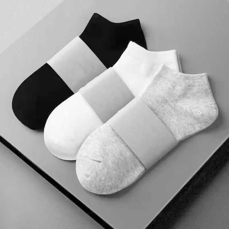 0 Pairs Mens Socks Spring Summer Thin Breathable Soft Polyester Cotton Socks Casual Business Ankle Boat Socks Size EU39-45 W250217