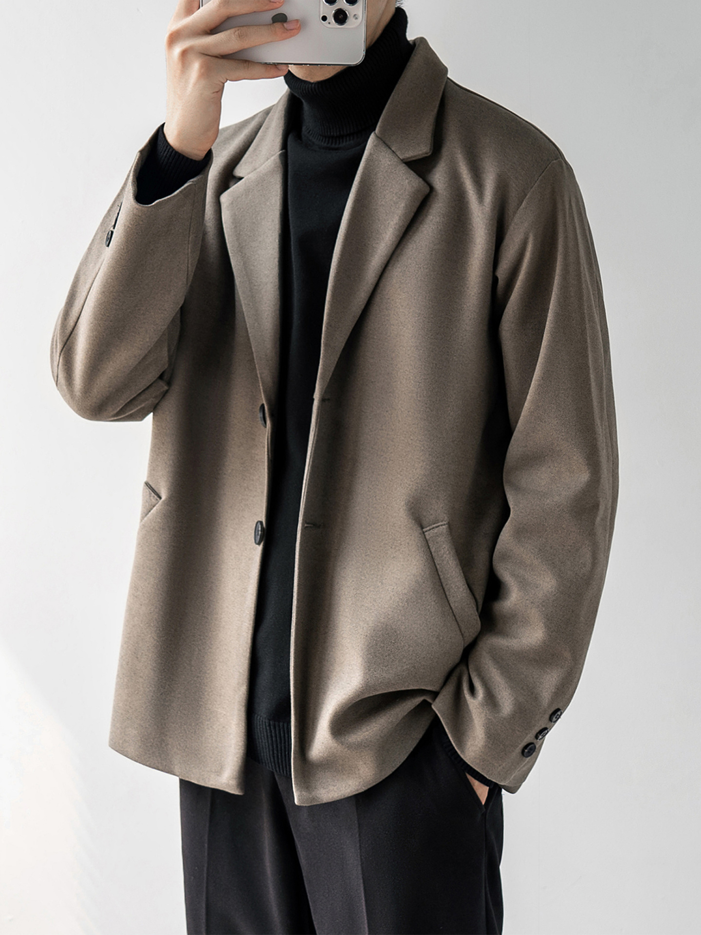 G2171Korean Inspired Men's Wool Overcoat - Comfortable and Stylish