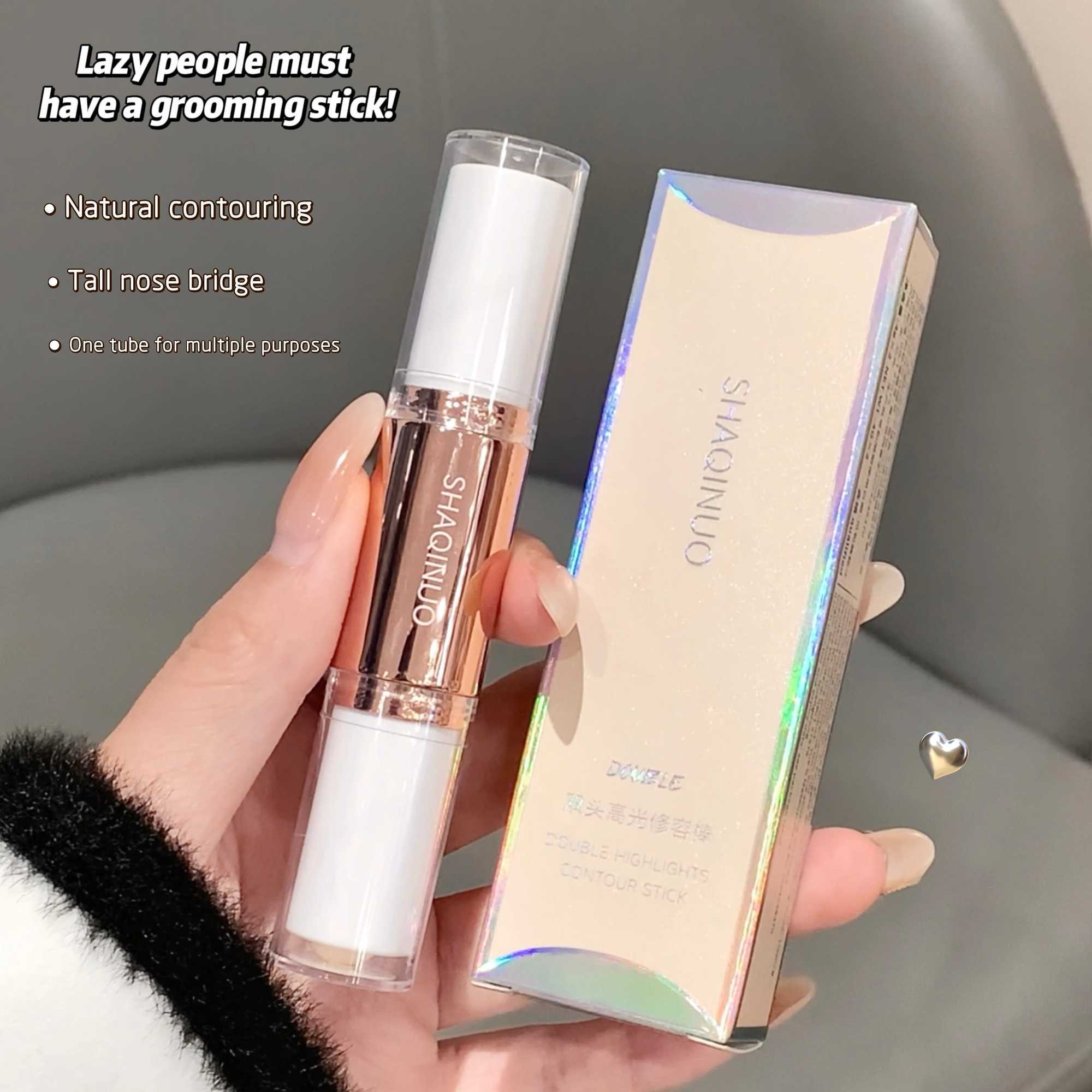 SHAQINUO 2 in 1 Dual Head Highlighter for Face Body Contour and Highlighter Stick for Face and BodyW250217