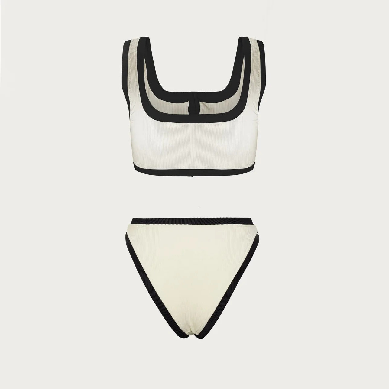 Woman Swimwear High Waist Bikinis Shorts Swimsuit Women Ribbed Twopiece Bathing Suits Summer Set Swim Green 250214