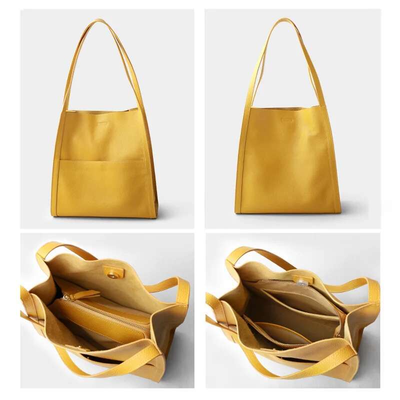 2023 New Women Bag Female Shoulder Bags Lady Soft 100% Cowhide Genuine Leather Niche Design Tote Bucket Handbag