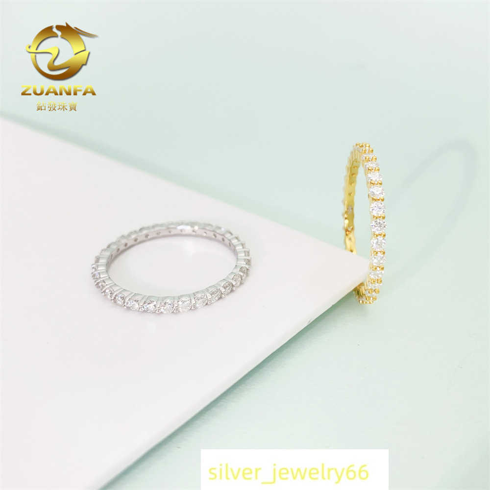 20232.0mm minimalist niche Mozambique ring with high-end design S925 silver studded diamond ring