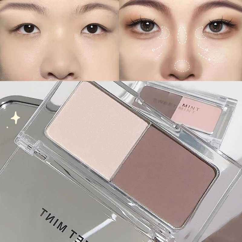 Two-tone 3D Nose Shadow Highlighter Palette 2 in 1 Matte Brighten Contouring Powder Grey Brown Eyebrow Powder High Gloss MakeupXJ250217