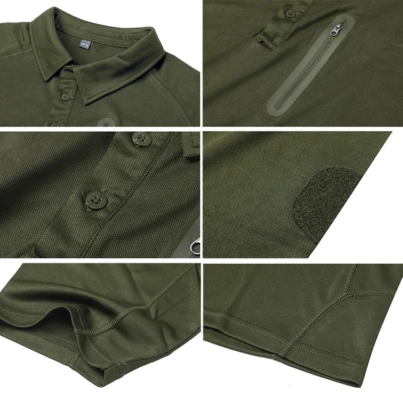 Summer Short Sleeve Tactical Shirt Men Performance Polo Shirts with Zipper Pocket Quick Dry Outdoor Travel Hiking USA Size 250213