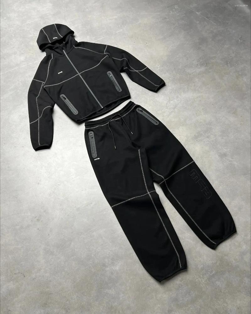 Men's Tracksuits Men Sportswear Set Zip Hoodie Sweatshirt Sweatpants Two Piece Hip Hop Letter Embroidery