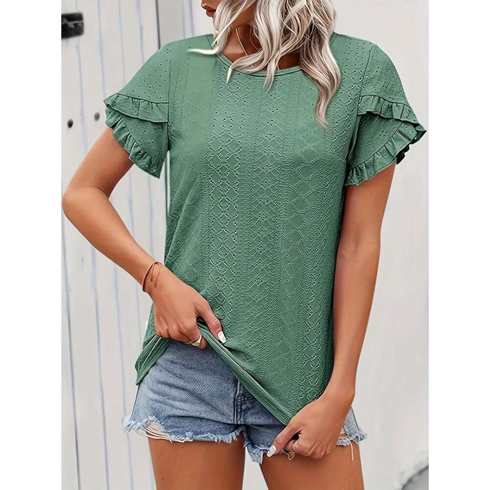 Women's Large Casual Knitted T-Shirt Loose Fit Long Sleeve Comfortable Breathable Regular Length Top In Soft Cotton Blend