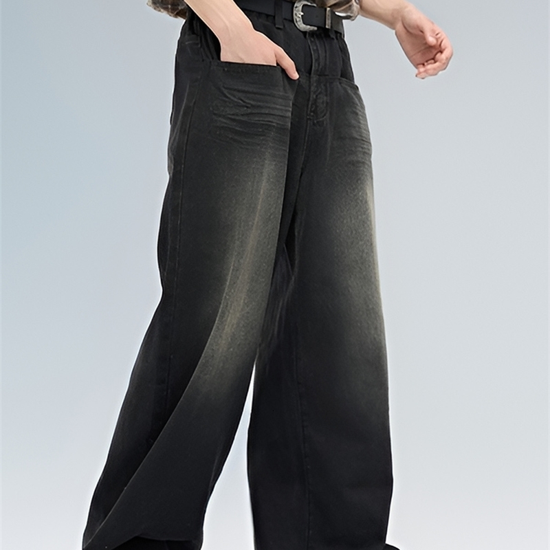 Male Classic America Hip Hop Rap Jeans Wide Leg Youth Men Straight Retro Loose Trousers Oversized Denim Pants 250113