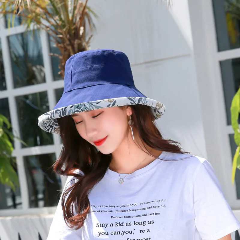 Womens Bucket Hat Double-sided Fisherman Hat Fashion All-atch Four Seasons Hat Big Brim Sun Visor Womens Panam Basin Cap K34 W250217