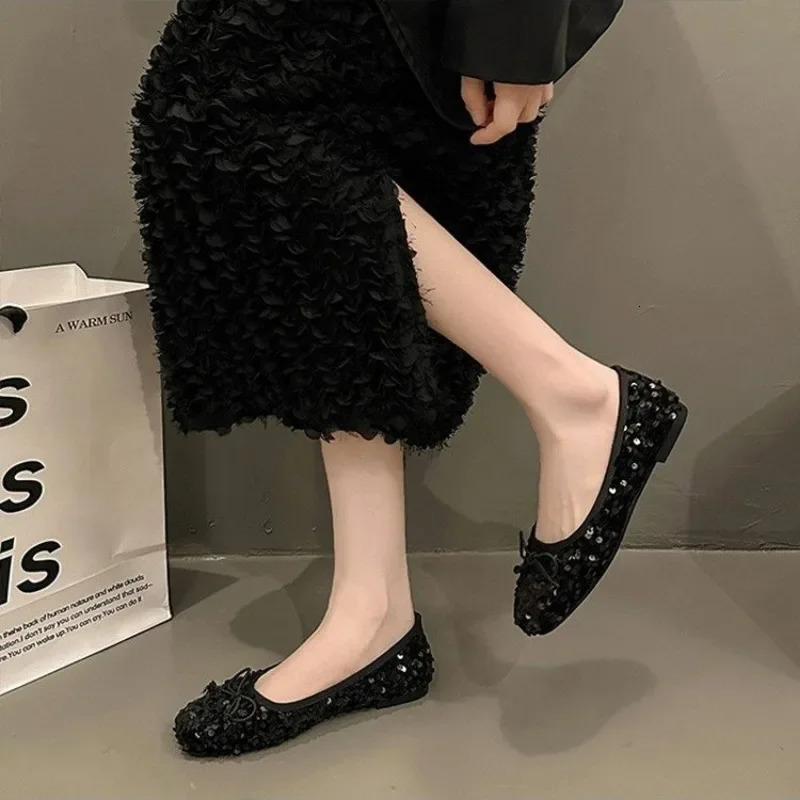 Shoes for Women Sequin n Womens Flat Shoes Soft Non-slip Ballet Shoe Women Work Shoes Comfortable for Work 250214