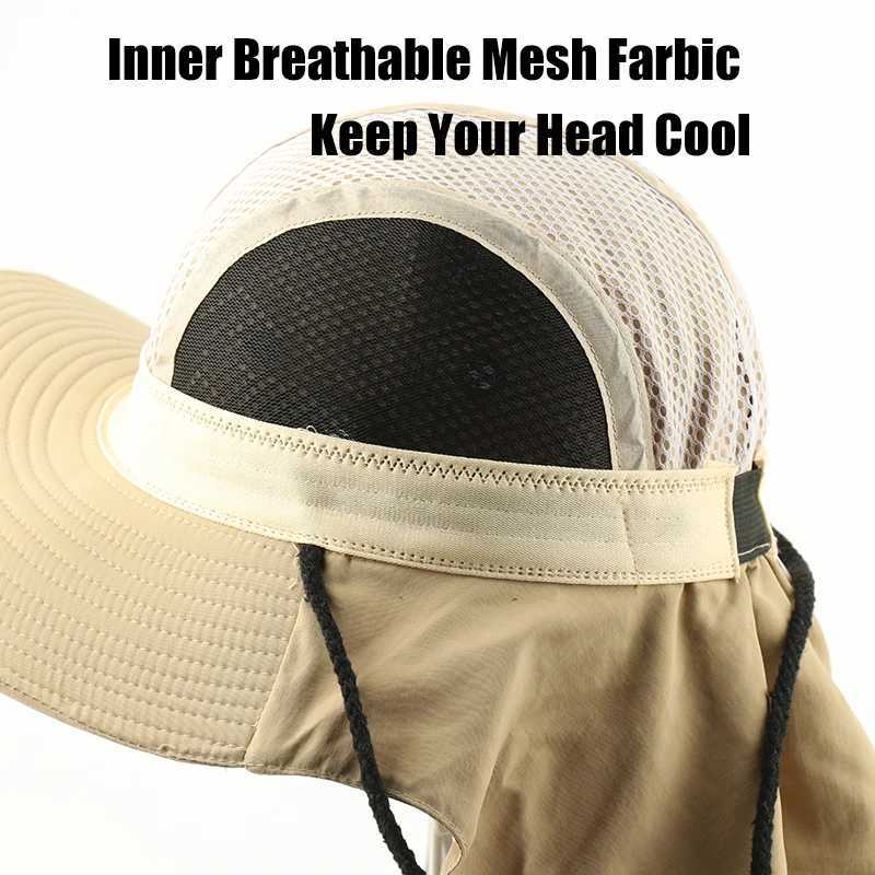 CAMOLAND Summer UPF50+ Sun Hats Women Mens Casual Boonie Hat With Neck Flap Outdoor Long Wide Brim Fishing Breathable Bucket Hat W250217