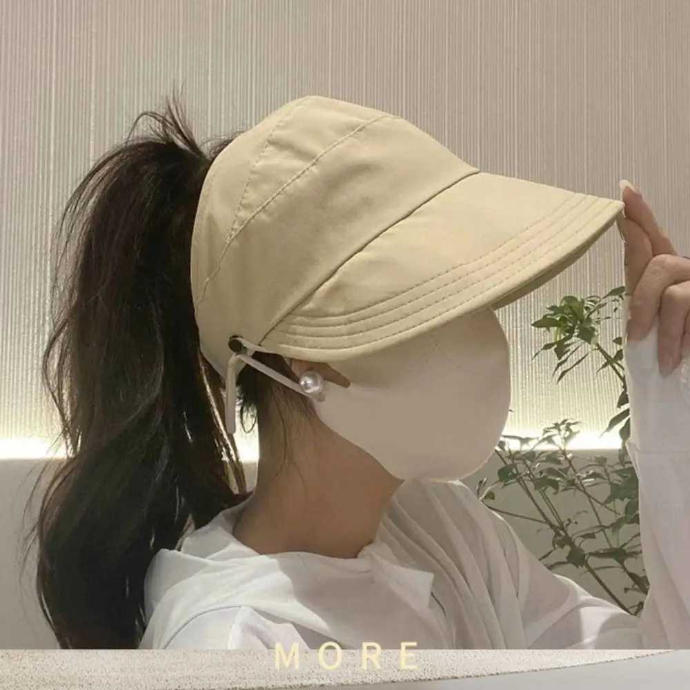 Summer Wide Brim Sunhat Womens Foldable and Adjustable Outdoor Beach Bucket Hat UV Protective Cover Fishermans Tail Hat W250217