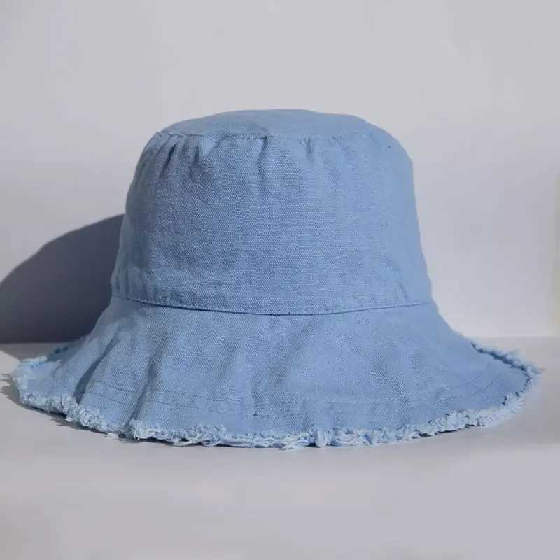 Casual Distressed Bucket Hat Fashion Beach Foldable Hats 100% Washed Cotton Sun Hat Vacation Travel UV Protection Visor Caps W250217