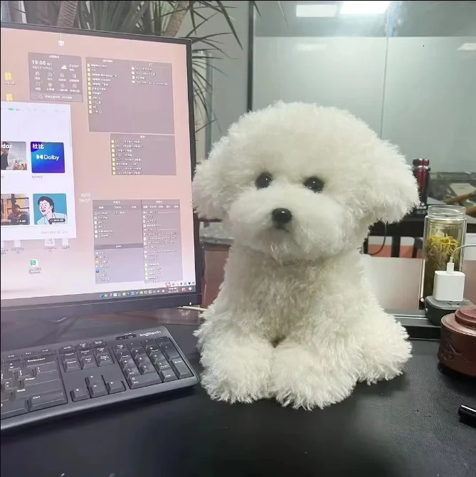 Cute Bichon Dog Plush Toy Simulated Curly Dog Kawaii Real Life Plush Stuffed Doll Girl Birthday Christmas Gift 250217