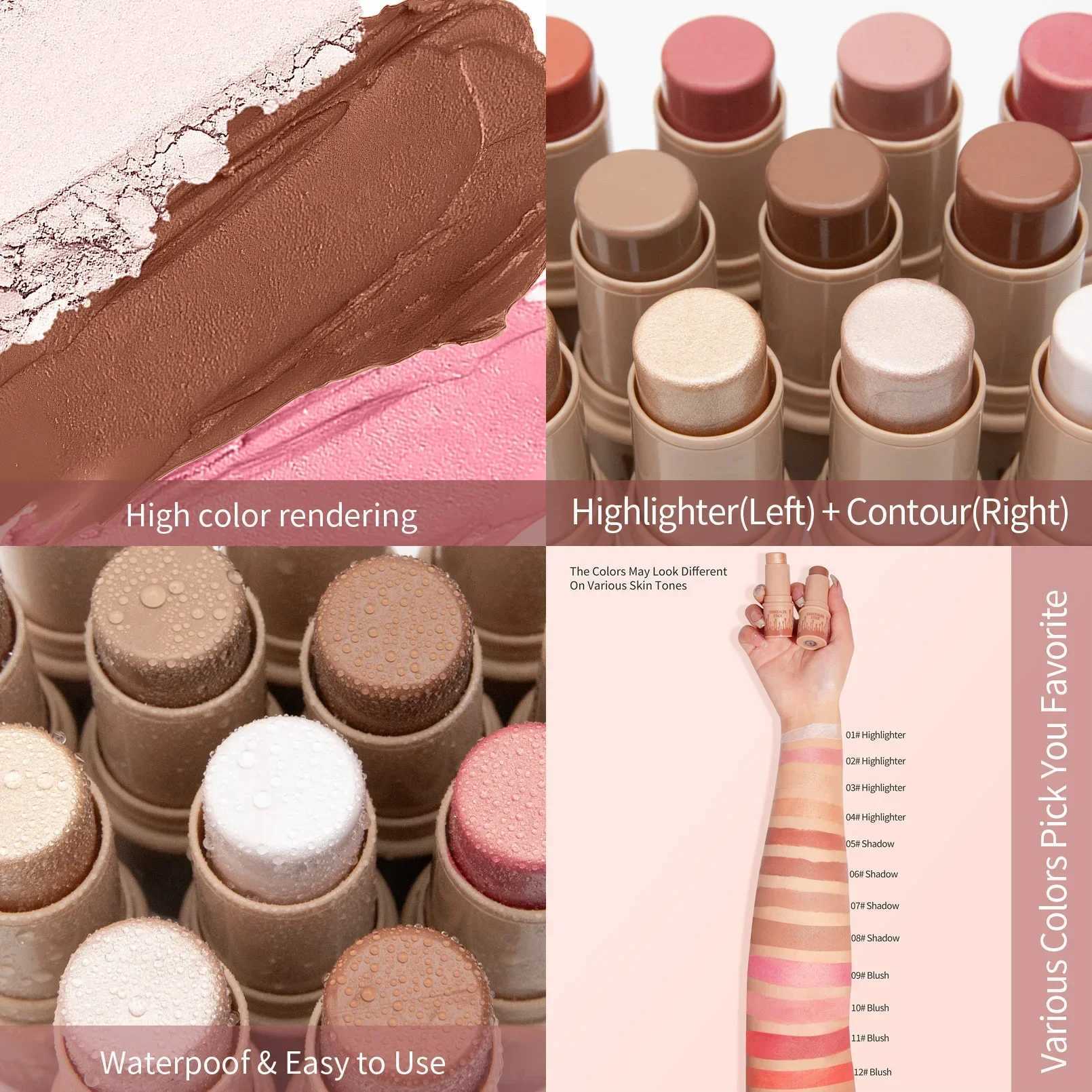 Makeup Face Brown Bronzer Contour Stick Contouring Bronzer Stick Highlighter Brightening Ber Stick Rouge Cream Concealer PenW250217