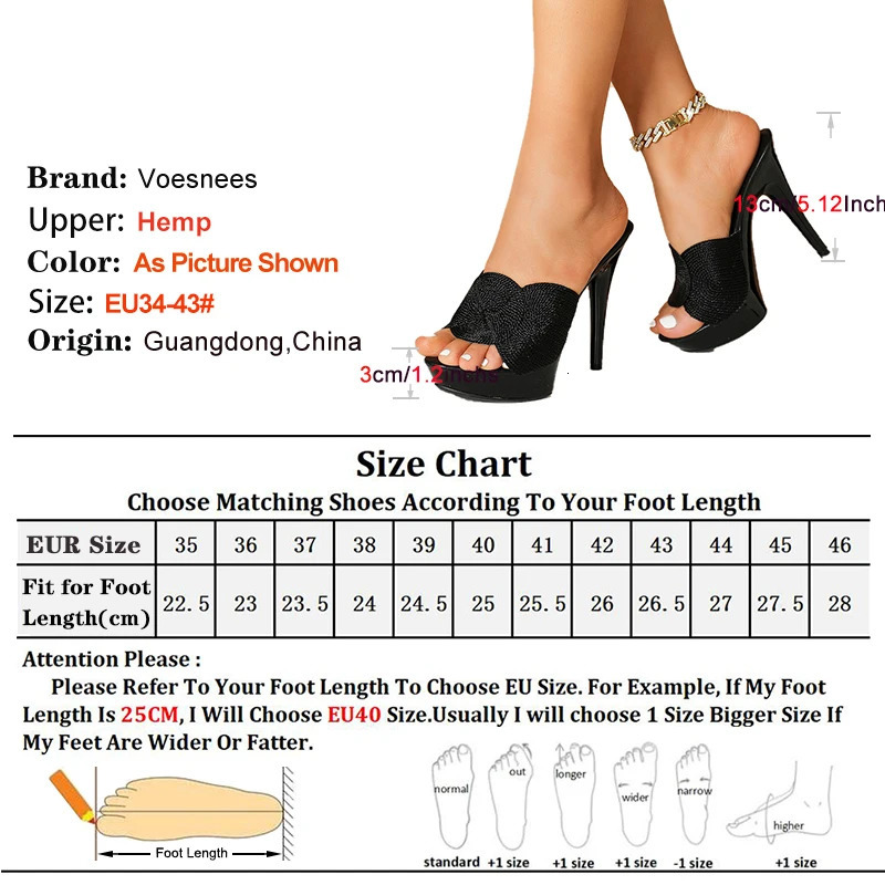 Thin Heeled Slippers er Fashion Hemp High Heels 13CM Summer Large Size Slip-on Shoes For Women Thick Platform Sandals 250213