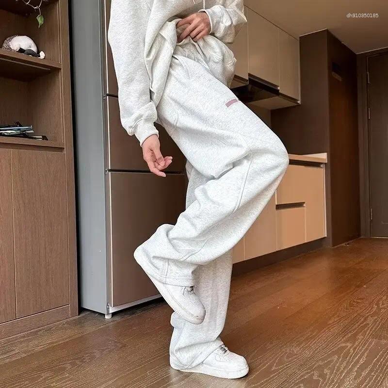 Men's Pants American Style Loose-Fit Grey Draped Wide-Leg Casual Trendy Sweatpants Straight-Leg Long For Summer