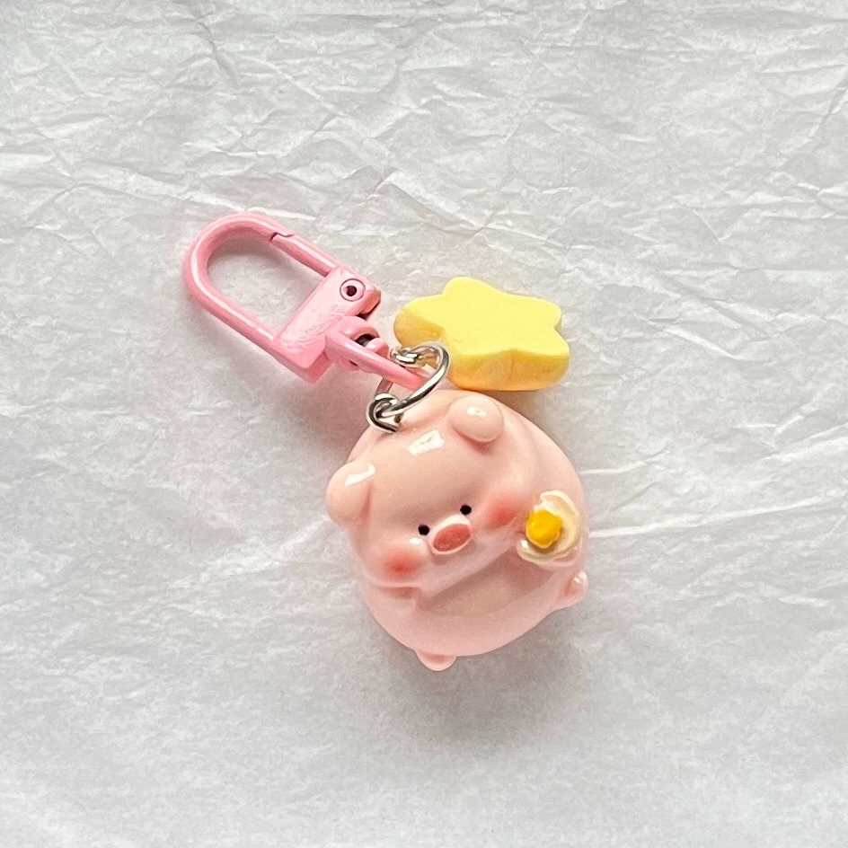 3D Pink Pig Pig Keychain Girl Student Star Buckle Girl Backpack Girlfriend Gift Pendant Cartoon Pendant