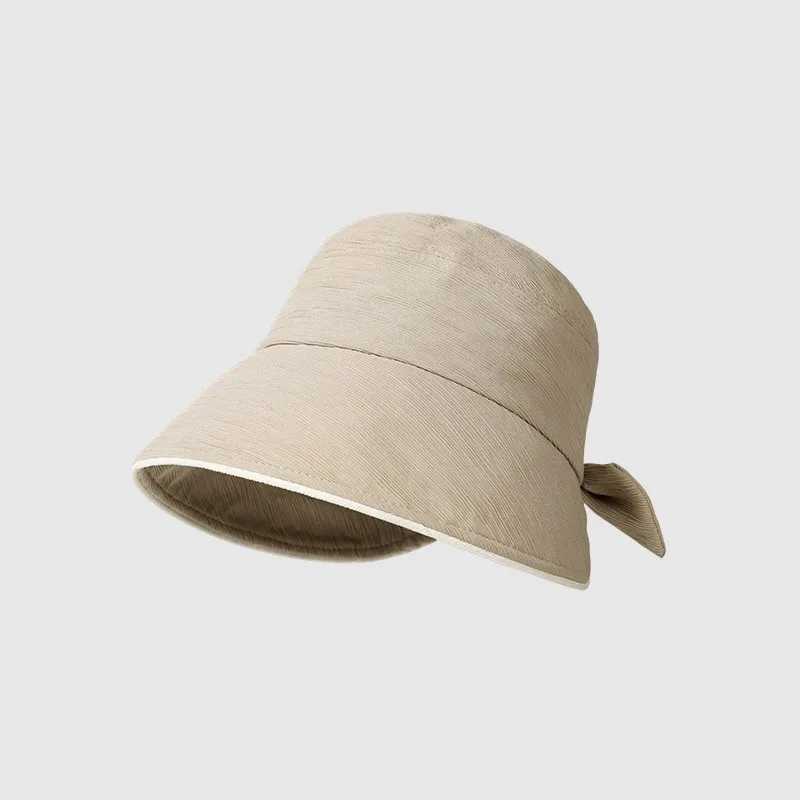 2023 Fashion Summer Hat Women with Big Bow Sun Uv Protection Fisherman Cap Bucket Hat Wide Brim Sunhat Female Korean Folding New W250217