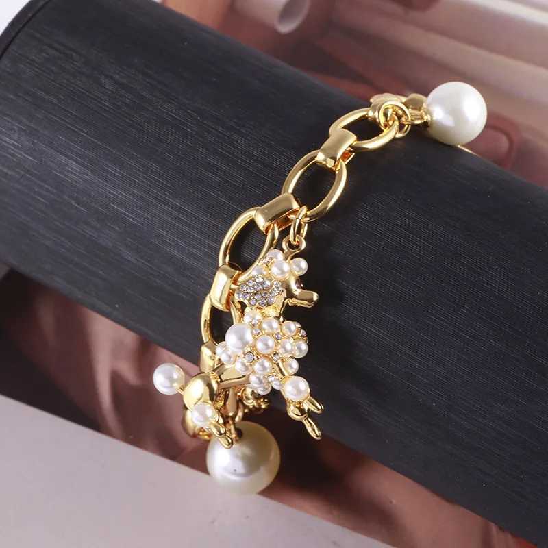 Charm Bracelets KS European and American New Enamel Cute Fashion Classic Exquisite Three-dimensional Handbag Dog Pearl Multi-pendant Bracelet J2502175